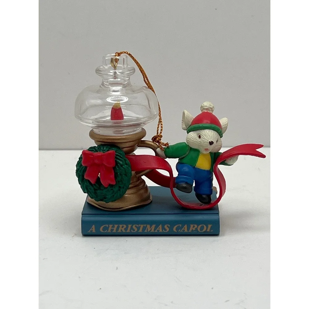 Vintage 1997 Christmas Ornaments Santa Express Train and A Christmas Carol Mouse
